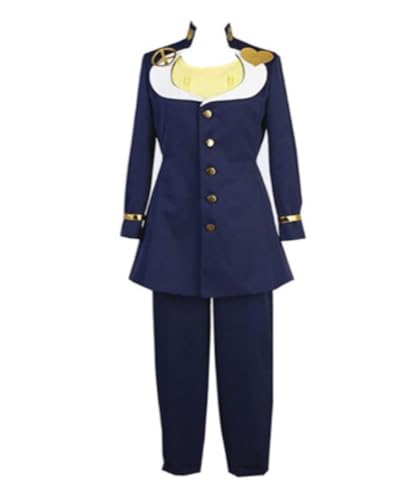 MaYng Anime Higashikata Josuke Cosplay Kostüm Herren Halloween Uniform Anzug Komplettes Set Blau Outfits (X-Large) von MaYng