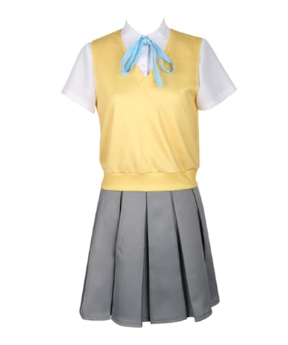 MaYng Anime Hirasawa Yui Cosplay Kostüm Damen Halloween Uniform Anzug Gelb Kleid Outfits (X-Large) von MaYng