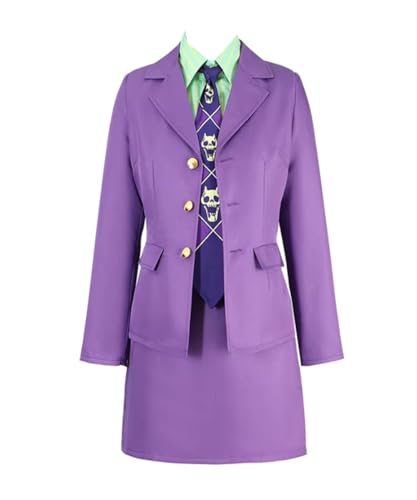 MaYng Anime Kira Yoshikage Cosplay-Kostüm für Damen, Halloween, Uniform, Anzug, violettes Kleid, Outfits (Damen-XXL) von MaYng