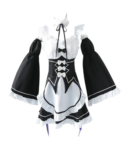 MaYng Anime Rem Ram Cosplay Kostüm Damen Halloween Uniform Anzug Lolita Uniform Kleid Outfits (X-Large) von MaYng