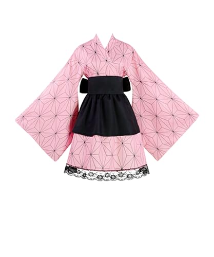 MaYng Damen Anime Kamado Nezuko Cosplay Kostüm Lolita Uniform Anzug Partykleid Outfits (Damen, S) von MaYng