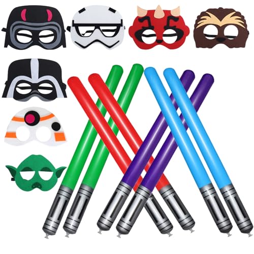 Galaxie-Partygeschenke für Kinder, 16 Stück, Wars-Filzmasken, Lichtschwert-förmige Luftballons, Kinder-Galaxie-Geburtstagsparty-Zubehör für Party, Cosplay, Halloween Galaxie-Partygeschenke für Kinder, 16 Stück, Wars-Filzmasken, Lichtschwert-förmige Luftballons, Kinder-Galaxie-Geburtstagsparty-Zubehör für Party, Cosplay, Halloween von Maazusa
