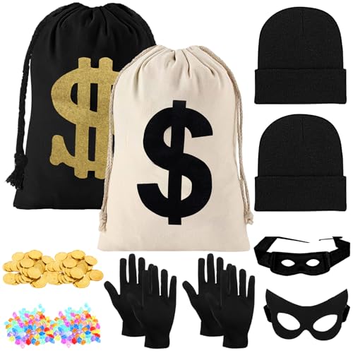 Halloween Dieb Kostüm Set, Dieb Rollenspiel Outfit mit Verkleidung Zubehör, Bankräuber Kostüm Set mit Einbrecher Verkleidung Zubehör für Männer Frauen, Bankeinbrecher Rollenspiel Party Halloween Dieb Kostüm Set, Dieb Rollenspiel Outfit mit Verkleidung Zubehör, Bankräuber Kostüm Set mit Einbrecher Verkleidung Zubehör für Männer Frauen, Bankeinbrecher Rollenspiel Party von Maazusa