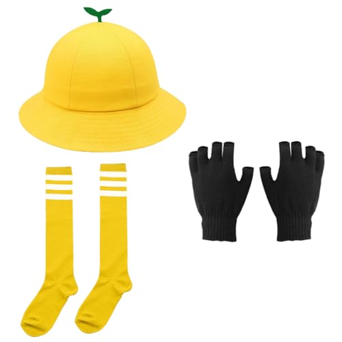 Maazus Kostü-Zubehör für Erwachsene 4 Stück Kinder Gelbe Hut Fischer Socke Brille Halbfinger Handschuhe Cartoon-Charakter-Cosplay Fasching Clothing Rep für Cosplay-Party Karneval Maazus Kostü-Zubehör für Erwachsene 4 Stück Kinder Gelbe Hut Fischer Socke Brille Halbfinger Handschuhe Cartoon-Charakter-Cosplay Fasching Clothing Rep für Cosplay-Party Karneval von Maazusa