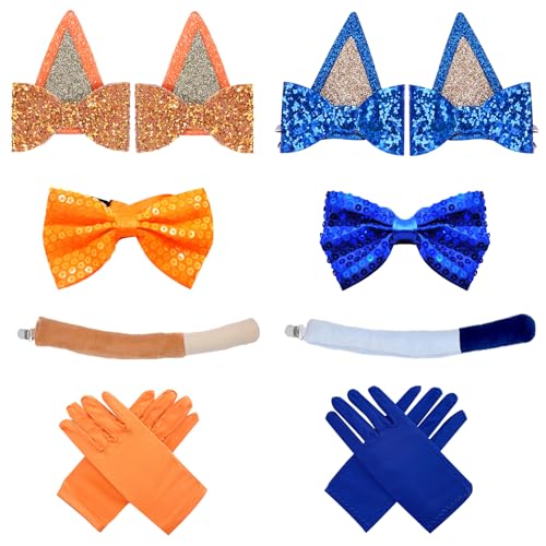 Maazusa Halloween-Hunde-Cosplay-Zubehör-Set, 12-teiliges Hunde-Kostüm für Kinder und Erwachsene, 4 Haarspangen, 2 Fliegen, 2 Schwänze, 2 Paar Handschuhe, Hundekostüm für Halloween, Party, Weltbuchtag Maazusa Halloween-Hunde-Cosplay-Zubehör-Set, 12-teiliges Hunde-Kostüm für Kinder und Erwachsene, 4 Haarspangen, 2 Fliegen, 2 Schwänze, 2 Paar Handschuhe, Hundekostüm für Halloween, Party, Weltbuchtag von Maazusa