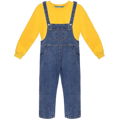 Maazusa Kinderbekleidung 6 Stück Gelbe Kleidung und Overalls Film-Cosplay-Kostüme Weihnachten Cosplay Outfits Film Set Karneval Kostüm für Fasching Maskerade Cosplay Party (140CM) von Maazusa