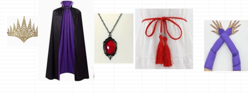 Maazusa Vicious Queen für Damen, 6-teiliges Queen-Zubehör-Set, Kronen-Umhang, Halskette, geflochtener Gürtel, Handschuhe, Verkleidung für Halloween, Cosplay, Party Maazusa Vicious Queen für Damen, 6-teiliges Queen-Zubehör-Set, Kronen-Umhang, Halskette, geflochtener Gürtel, Handschuhe, Verkleidung für Halloween, Cosplay, Party von Maazusa