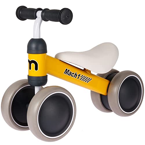 Mach1 Mini Kinder Kleinkinder Laufrad | von 1-3 Jahre | 4 weiche leise Räder | Lauflernrad Kinderlaufrad Rutscher (gelb) von Mach1