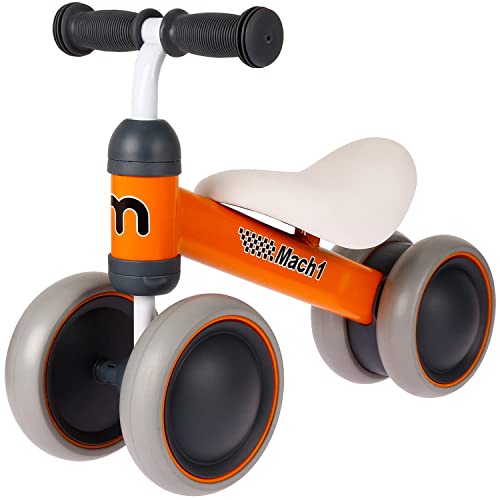 Mach1 Mini Kinder Kleinkinder Laufrad | von 1-3 Jahre | 4 weiche leise Räder | Lauflernrad Kinderlaufrad Rutscher (orange) von Mach1