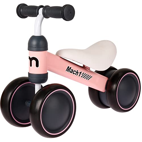 Mini Kinder Kleinkinder Laufrad | von 1-3 Jahre | 4 weiche leise Räder | Lauflernrad Kinderlaufrad Rutscher (Hellrosa) von Mach1
