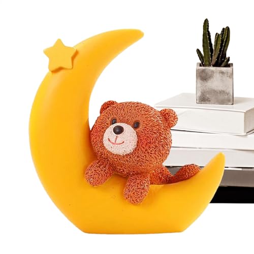 Bär und Mond Kuchendekorationen | Harzfigur Home Decor | Niedliche Skulptur Kuchen Dekoration Schreibtisch Mond Bär Ornament für Tisch Bär und Mond Kuchendekorationen | Harzfigur Home Decor | Niedliche Skulptur Kuchen Dekoration Schreibtisch Mond Bär Ornament für Tisch von Maciun