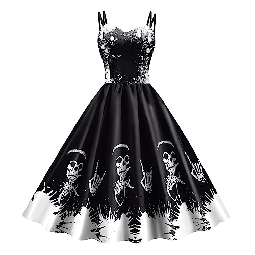 Maciun Halloween-Kleider - Gothic Kostüm Party Outfits Kleid Cosplay - Weiche Halloween-Gothic-Sling-Kleider für Damen von Maciun