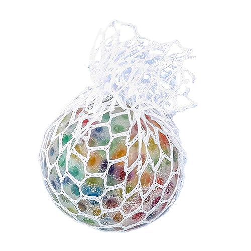 Maciun Regenbogen-Quetschball Stressball, Mesh Stressbälle Mit Wasse Perlen, Regenbogen Squeeze Bälle, Anti Stress Squeeze Traubenbälle von Maciun