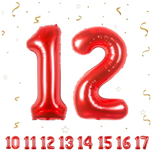 12 Geburtstag Deko zahlen luftballon 12 jahre | Folienballon Rot - für 12. Geburtstagsdeko Männer Frauen Ballon Zahl Deko zum Geburtstag fliegt mit Helium 12.Geburtstagsparty 40"-101cm 12 Geburtstag Deko zahlen luftballon 12 jahre | Folienballon Rot - für 12. Geburtstagsdeko Männer Frauen Ballon Zahl Deko zum Geburtstag fliegt mit Helium 12.Geburtstagsparty 40"-101cm von Maclunar