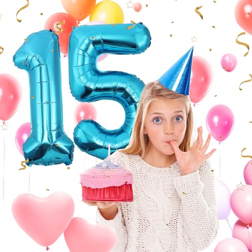 15 Geburtstag Deko zahlen luftballon 15 jahre | Folienballon Blau - für 15. Geburtstagsdeko Männer Frauen Ballon Zahl Deko zum Geburtstag fliegt mit Helium 15.Geburtstagsparty 40"-101cm 15 Geburtstag Deko zahlen luftballon 15 jahre | Folienballon Blau - für 15. Geburtstagsdeko Männer Frauen Ballon Zahl Deko zum Geburtstag fliegt mit Helium 15.Geburtstagsparty 40"-101cm von Maclunar