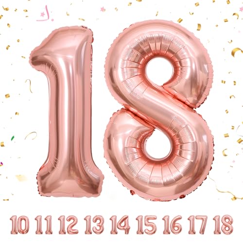 18 Geburtstag Deko zahlen luftballon 18 jahre | Folienballon Roségold - für 18. Geburtstagsdeko Männer Frauen Ballon Zahl Deko zum Geburtstag fliegt mit Helium 18.Geburtstagsparty 40"-101cm 18 Geburtstag Deko zahlen luftballon 18 jahre | Folienballon Roségold - für 18. Geburtstagsdeko Männer Frauen Ballon Zahl Deko zum Geburtstag fliegt mit Helium 18.Geburtstagsparty 40"-101cm von Maclunar