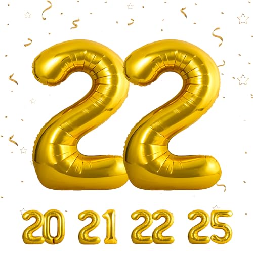 22 Geburtstag Deko zahlen luftballon 22 jahre | Folienballon Gold - für 22. Geburtstagsdeko Männer Frauen Ballon Zahl Deko zum Geburtstag fliegt mit Helium 22.Geburtstagsparty 40"-101cm 22 Geburtstag Deko zahlen luftballon 22 jahre | Folienballon Gold - für 22. Geburtstagsdeko Männer Frauen Ballon Zahl Deko zum Geburtstag fliegt mit Helium 22.Geburtstagsparty 40"-101cm von Maclunar