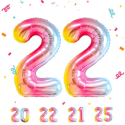 22 Geburtstag Deko zahlen luftballon 22 jahre | Folienballon Regenbogen - für 22. Geburtstagsdeko Männer Frauen Ballon Zahl Deko zum Geburtstag fliegt mit Helium 22.Geburtstagsparty 40"-101cm 22 Geburtstag Deko zahlen luftballon 22 jahre | Folienballon Regenbogen - für 22. Geburtstagsdeko Männer Frauen Ballon Zahl Deko zum Geburtstag fliegt mit Helium 22.Geburtstagsparty 40"-101cm von Maclunar