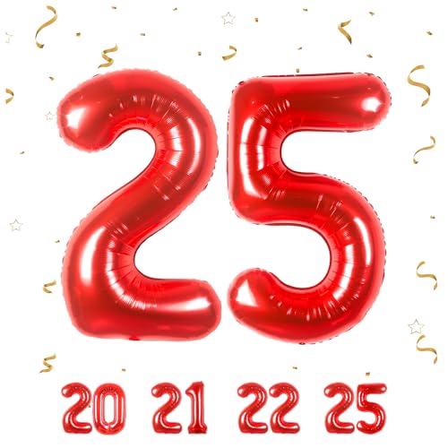 25 Geburtstag Deko zahlen luftballon 25 jahre | Folienballon Rot - für 25. Geburtstagsdeko Männer Frauen Ballon Zahl Deko zum Geburtstag fliegt mit Helium 25.Geburtstagsparty 40"-101cm 25 Geburtstag Deko zahlen luftballon 25 jahre | Folienballon Rot - für 25. Geburtstagsdeko Männer Frauen Ballon Zahl Deko zum Geburtstag fliegt mit Helium 25.Geburtstagsparty 40"-101cm von Maclunar