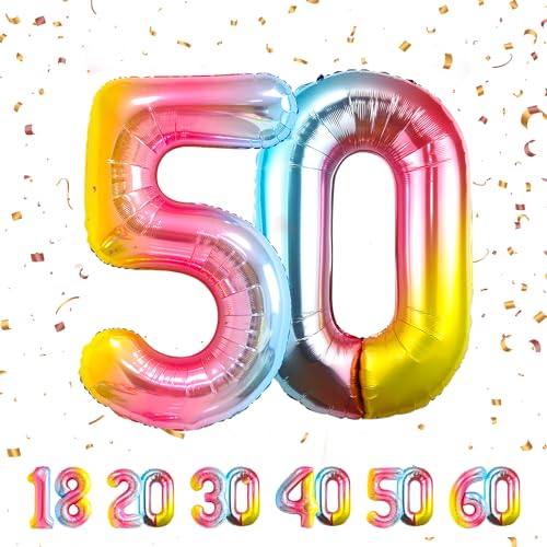 50 Geburtstag Deko zahlen luftballon 50 jahre | Folienballon Regenbogen - für 50. Geburtstagsdeko Männer Frauen Ballon Zahl Deko zum Geburtstag fliegt mit Helium 50.Geburtstagsparty 40"-101cm 50 Geburtstag Deko zahlen luftballon 50 jahre | Folienballon Regenbogen - für 50. Geburtstagsdeko Männer Frauen Ballon Zahl Deko zum Geburtstag fliegt mit Helium 50.Geburtstagsparty 40"-101cm von Maclunar