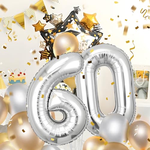 60 Geburtstag Deko zahlen luftballon 60 jahre | Folienballon Sliber- für 60. Geburtstagsdeko Männer Frauen Ballon Zahl Deko zum Geburtstag fliegt mit Helium 60.Geburtstagsparty 40"-101cm 60 Geburtstag Deko zahlen luftballon 60 jahre | Folienballon Sliber- für 60. Geburtstagsdeko Männer Frauen Ballon Zahl Deko zum Geburtstag fliegt mit Helium 60.Geburtstagsparty 40"-101cm von Maclunar