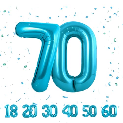 70 Geburtstag Deko zahlen luftballon 70 jahre | Folienballon Blau- für 70. Geburtstagsdeko Männer Frauen Ballon Zahl Deko zum Geburtstag fliegt mit Helium von Maclunar