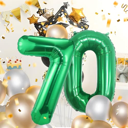 70 Geburtstag Deko zahlen luftballon 70 jahre | Folienballon Grün- für 70. Geburtstagsdeko Männer Frauen Ballon Zahl Deko zum Geburtstag fliegt mit Helium von Maclunar