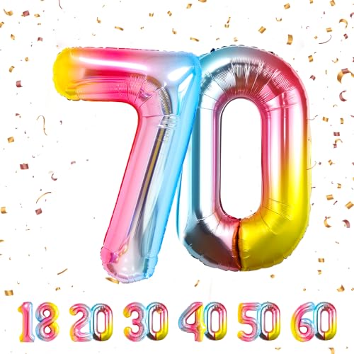 70 Geburtstag Deko zahlen luftballon 70 jahre | Folienballon Regenbogen- für 70. Geburtstagsdeko Männer Frauen Ballon Zahl Deko zum Geburtstag fliegt mit Helium 70 Geburtstag Deko zahlen luftballon 70 jahre | Folienballon Regenbogen- für 70. Geburtstagsdeko Männer Frauen Ballon Zahl Deko zum Geburtstag fliegt mit Helium von Maclunar
