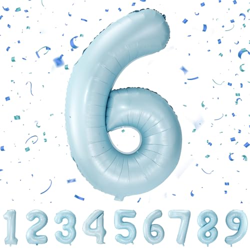 Geburtstag zahlen luftballon 6 jahre | Folienballon Kindergeburtstag Deko 6 XXL Pastel Blau-Riesen Folienballon in 40" - 101cm Geburtstagsdeko - Ballon Zahl Deko zum Geburtstag QBlue6 Geburtstag zahlen luftballon 6 jahre | Folienballon Kindergeburtstag Deko 6 XXL Pastel Blau-Riesen Folienballon in 40" - 101cm Geburtstagsdeko - Ballon Zahl Deko zum Geburtstag QBlue6 von Maclunar