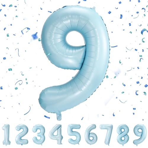 Geburtstag zahlen luftballon 9 jahre | Folienballon Kindergeburtstag Deko 9 XXL Pastel Blau-Riesen Folienballon in 40" - 101cm Geburtstagsdeko - Ballon Zahl Deko zum Geburtstag QBlue9 Geburtstag zahlen luftballon 9 jahre | Folienballon Kindergeburtstag Deko 9 XXL Pastel Blau-Riesen Folienballon in 40" - 101cm Geburtstagsdeko - Ballon Zahl Deko zum Geburtstag QBlue9 von Maclunar