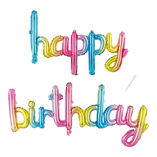 Happy Birthday Ballon,Regenbogen Folienballon Happy Birthday Girlande Deko,Happy Birthday Luftballon Banner für Birthday Party Dekoration,Kinder Männer Frauen von Maclunar