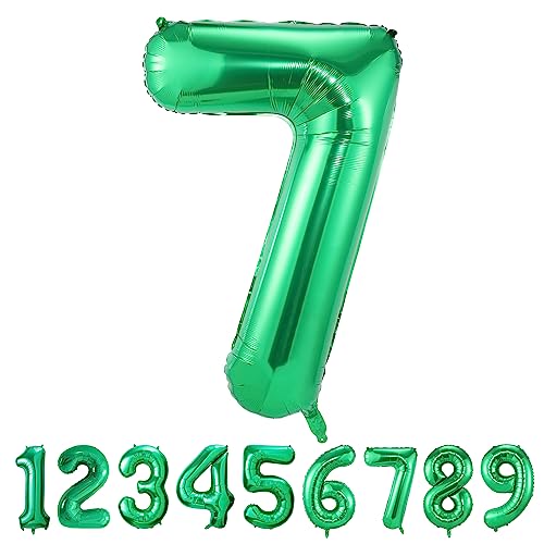 Geburtstag zahlen luftballon 7 jahre | Folienballon 7 XXL Grün-Riesen Folienballon in 40" - 101cm Geburtstagsdeko - Ballon Zahl Deko zum Geburtstag - fliegt mit Helium von Maclunar