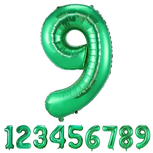 Geburtstag zahlen luftballon 9 jahre | Folienballon 9 XXL Grün-Riesen Folienballon in 40" - 101cm Geburtstagsdeko - Ballon Zahl Deko zum Geburtstag - fliegt mit Helium von Maclunar