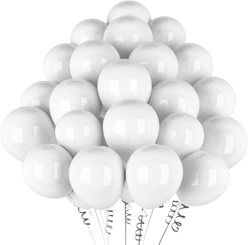 Luftballons Weiß Metallic,50 Stück 12 Zoll Matt Metallic Weiß Ballon,Chrom Weiß Metallic für Geburtstagsdeko Hochzeit Taufe Deko Partydeko Luftballoons 50pcs von Maclunar