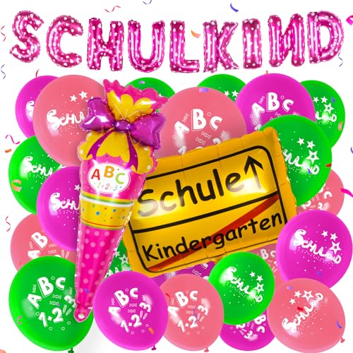Einschulung Schuleinführung Schulanfang Deko Set für Mädchen,Rosa Einschulung Deko SCHULKIND Rosa Banner + Zuckertüte Luftballons ABC 123 + Schulanfang Folienballon Einschulung deko für Mädchen Einschulung Schuleinführung Schulanfang Deko Set für Mädchen,Rosa Einschulung Deko SCHULKIND Rosa Banner + Zuckertüte Luftballons ABC 123 + Schulanfang Folienballon Einschulung deko für Mädchen von Maclunar