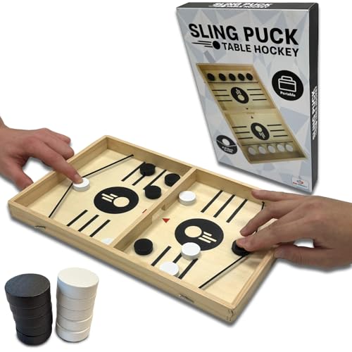 Tischfussball Slingpuckspiel - Tisch Hockey Brettspiel - Hochwertiges Sling Puck Spiel für Zuhause & Büro - Hockey Brett Spiel Kinder & Erwachsene Tischfussball Slingpuckspiel - Tisch Hockey Brettspiel - Hochwertiges Sling Puck Spiel für Zuhause & Büro - Hockey Brett Spiel Kinder & Erwachsene von Mad Monkey