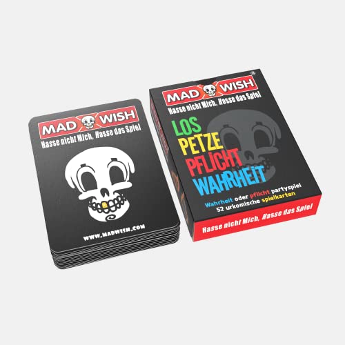 MadWish Spielkarten Deutsche Ausgabe, Wahrheit oder Pflicht Kartenspiel, Lustige Partyspiele für Erwachsene und Jugendliche, Trinkspiel für Partys von Mad Party Games