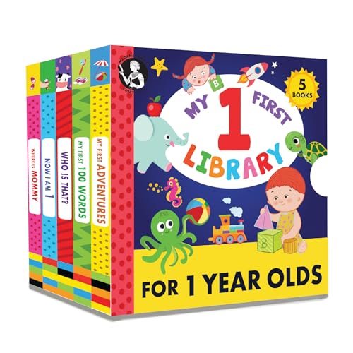 Madame Curie's My 1 Year Old Library 5er-Set | Babyspielzeug für Kinder im Alter von 12–18–24 Monaten | Beste Brettbücher für Kleinkinder | Geburtstagsgeschenkideen für Neugeborene Mädchen & Jungen von Madame Curie's Storyhouse