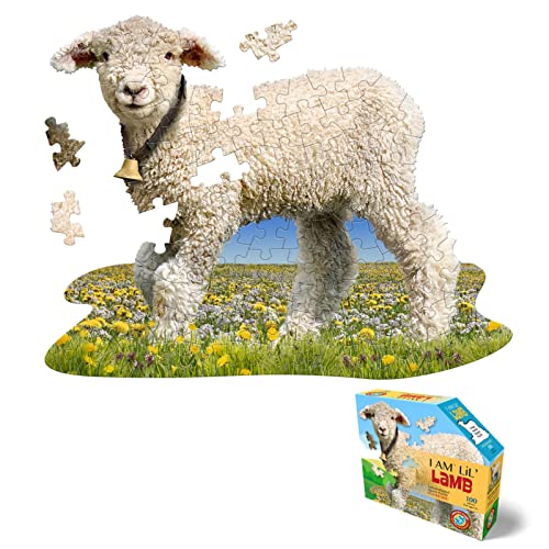 Madd Capp 884018 Animal, Shapepuzzle Junior, Konturpuzzle Lamm, 100 XL Teile Puzzle für Erwachsene und Kinder ab 5 Jahren von Madd Capp