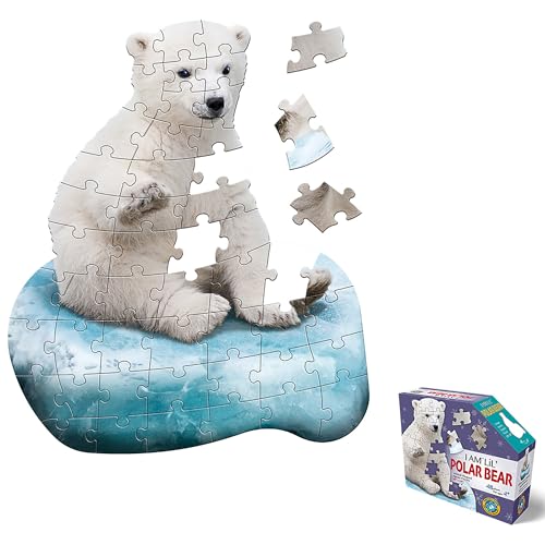 Madd Capp: I Am Lil' Eisbär – 48-teiliges Puzzle – Kinderpuzzle in Tierform, 50,8 x 61 cm, Posterreferenz, pädagogisches Spaßfaktenheft von Madd Capp
