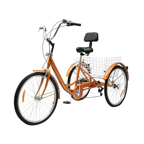 Dreirad für Erwachsene Aluminium Dreirad Cruiser 6 Gang 3 Räder Fahrrad mit Korb Einstellbare Kissenhöhe und Griffhöhe mit Große Reifen Rückenlehne Bremssattelbremse Dreirad für Erwachsene Aluminium Dreirad Cruiser 6 Gang 3 Räder Fahrrad mit Korb Einstellbare Kissenhöhe und Griffhöhe mit Große Reifen Rückenlehne Bremssattelbremse von Madelynn