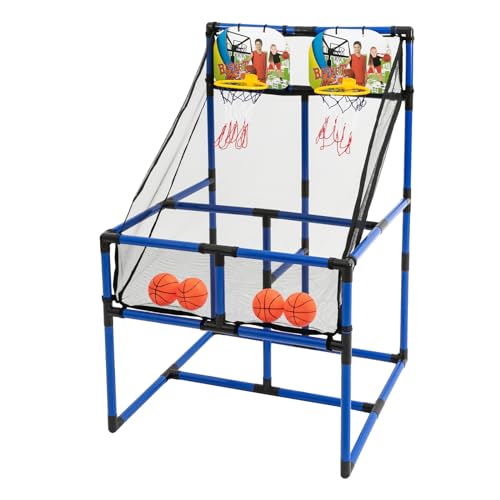 Madelynn Arcade Basketball Spielset PVC Basketballspiel 2 Spieler Schräges Design 2-Spieler Basketballkorb für Kinder Bodenaufstellung mit 4 Basketbälle 2 Körbe 1 Luftpumpe von Madelynn
