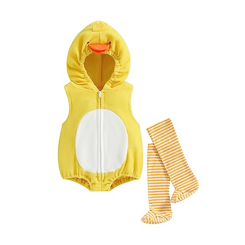 Jumpsuit mit Kapuze, Flamingo, Tierkostüm, Kinder, Jungen, Mädchen, Overall, Leggings, 2-teilig (Küken, 6–12 Monate) von Madjtlqy