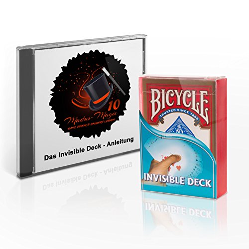 Madus-Magic Das Invisible Deck mit Deutscher Video-Anleitung und DREI verblüffender Kartentricks für Kinder und Erwachsene | Original Bicycle Deck | Zaubertricks von Madus-Magic