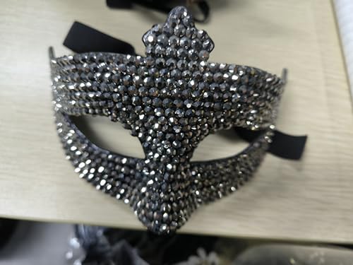 Maeaccx Elegante venezianische Maskerade Maske Strass Halbgesicht Design Kostüm Party Bälle, GRAU, standard von Maeaccx