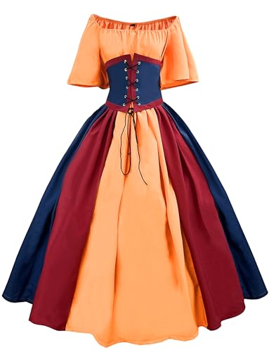 Maeau Damen Mittelalter Kleider Farbblock Lolita Festlicheskleid Renaissance Partykleid Victoria a Linie Corsagenkleid 3XL Maeau Damen Mittelalter Kleider Farbblock Lolita Festlicheskleid Renaissance Partykleid Victoria a Linie Corsagenkleid 3XL von Maeau