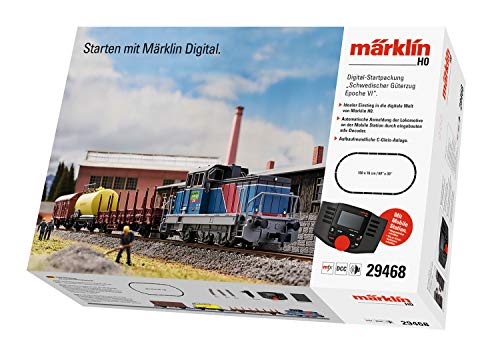 Märklin 29468 - Digital-Startpackung Schwedischer Güterzug Epoche 6, Spur H0 Modelleisenbahn, viele Soundfunktionen, mit Mobile Station C-Gleis Schienen, 49.9 x 3.5 x 5 cm von Märklin