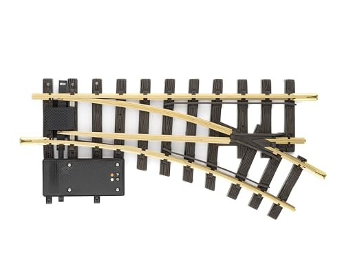 LGB – Elektrische Weiche rechts R1 – 30° - 12050, Gleiserweiterung für Gartenbahn, Gleismaterial, Zubehör, Spur G, Maßstab 1:22,5 von LGB