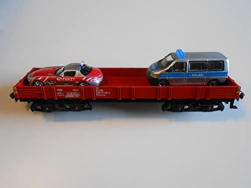 Maerklin aus 78752 Vierachsiger Niederbordwagen mit 2 Einsatzfahrzeugen Maerklin aus 78752 Vierachsiger Niederbordwagen mit 2 Einsatzfahrzeugen von Märklin