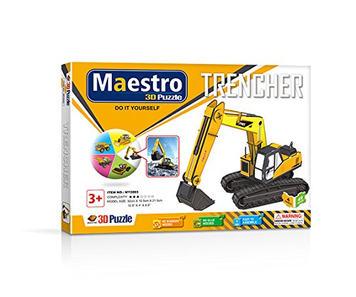 Maestro 120110 EXCAVADORA-50 PCS-TAMAÑO MONTADO: 32CM X 10.5CM X 21.5CM 3D-Puzzles, bunt von Maestro